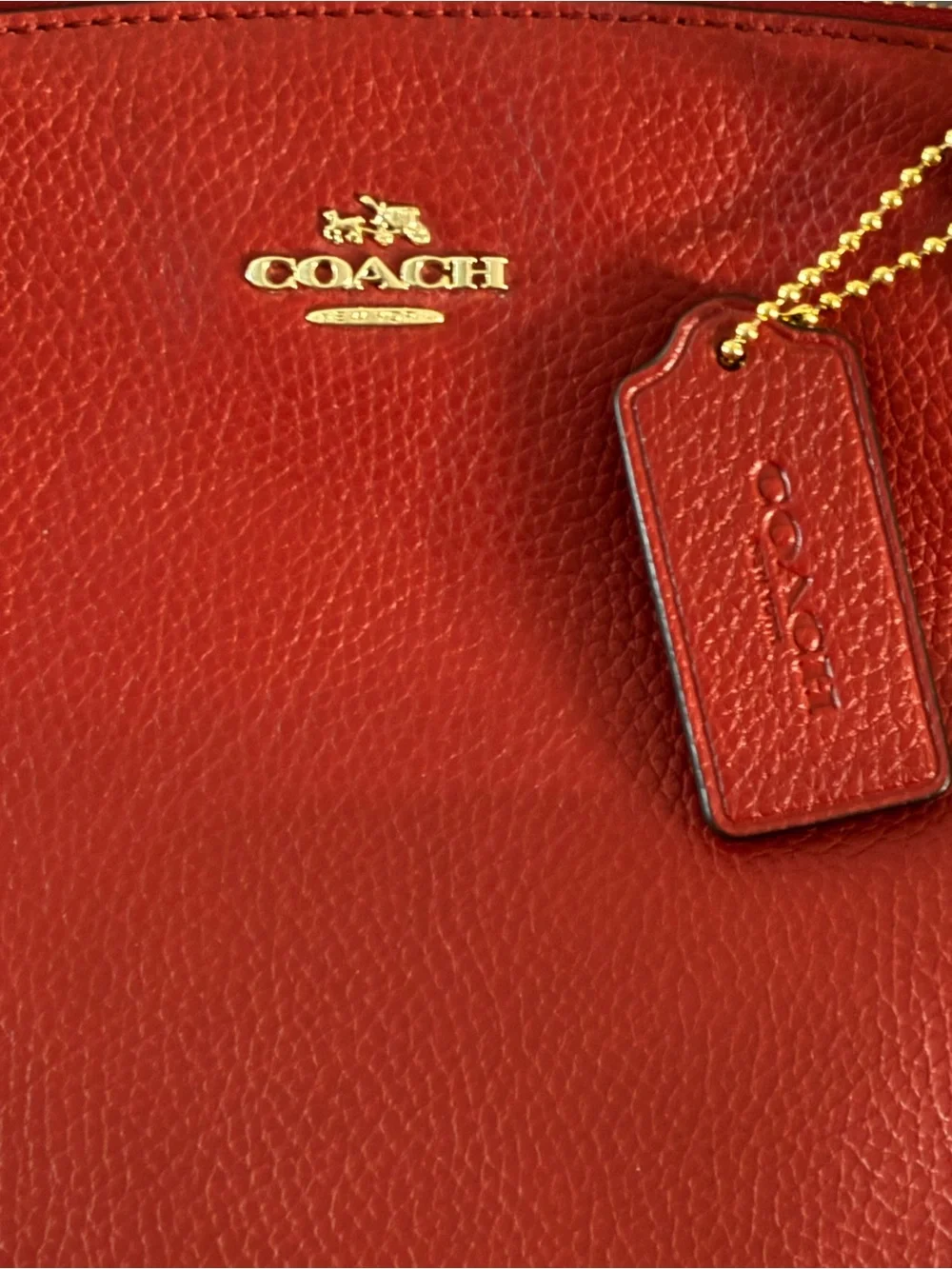 COACH Small Kelsey Satchel Crossbody Red Currant Pebbled Leather F33733
